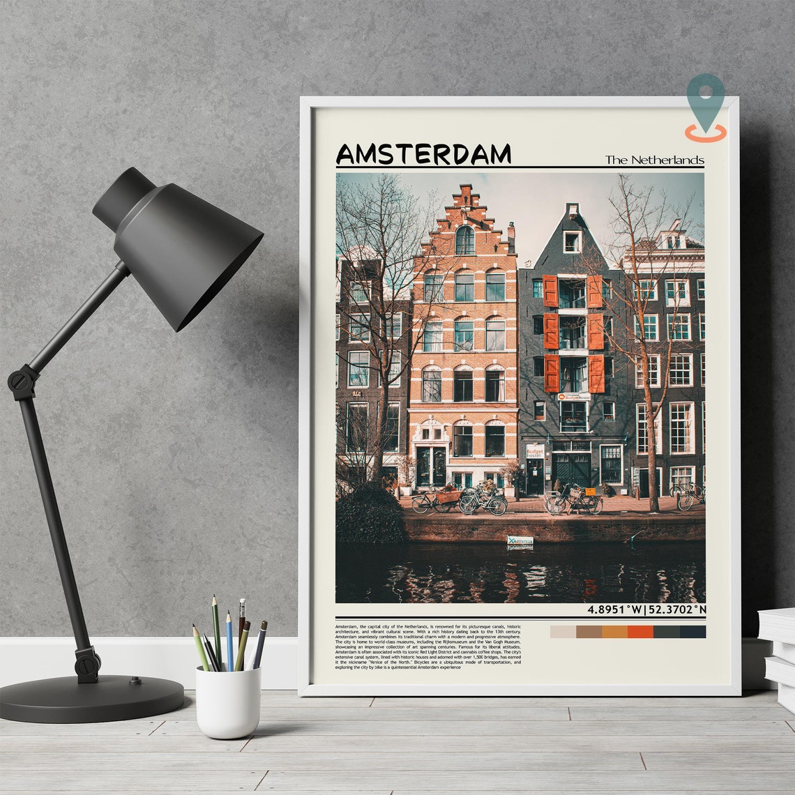 Amsterdam Historic Canal Houses and Bikes Reflections Poster - Image 4