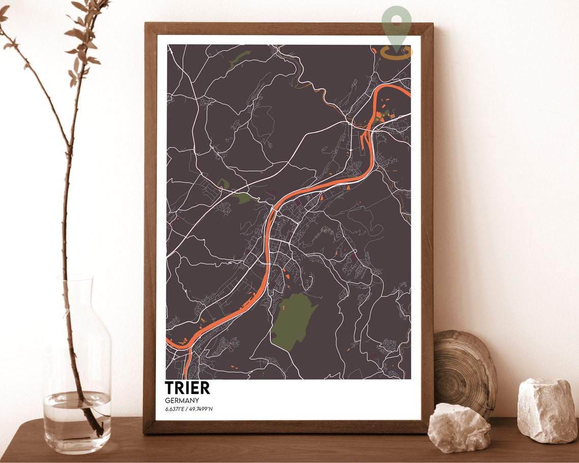 Trier Germany Soft Pastel Beige Blue Minimalist City Map Decor Poster - Image 5