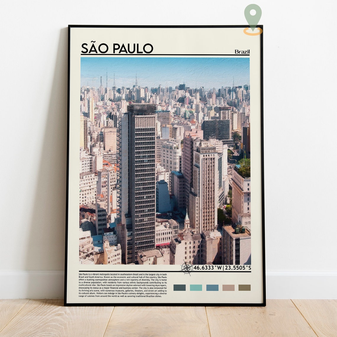 Sao Paulo Brazil Megacity Skyline Aerial Urban Panorama Poster - Image 3