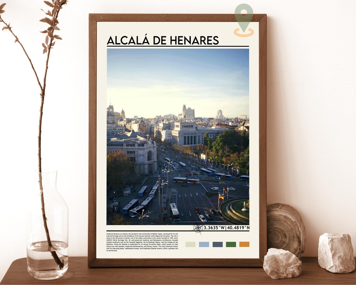 Madrid Spain Bustling Grand City Square Aerial Cibeles Photo Poster