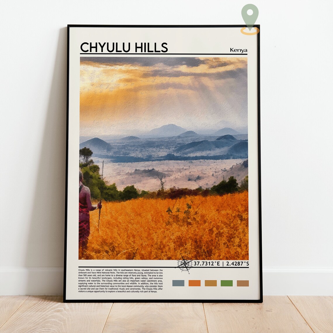 Chyulu Hills Kenya Savannah Sunset Safari Landscape Art Poster - Image 2