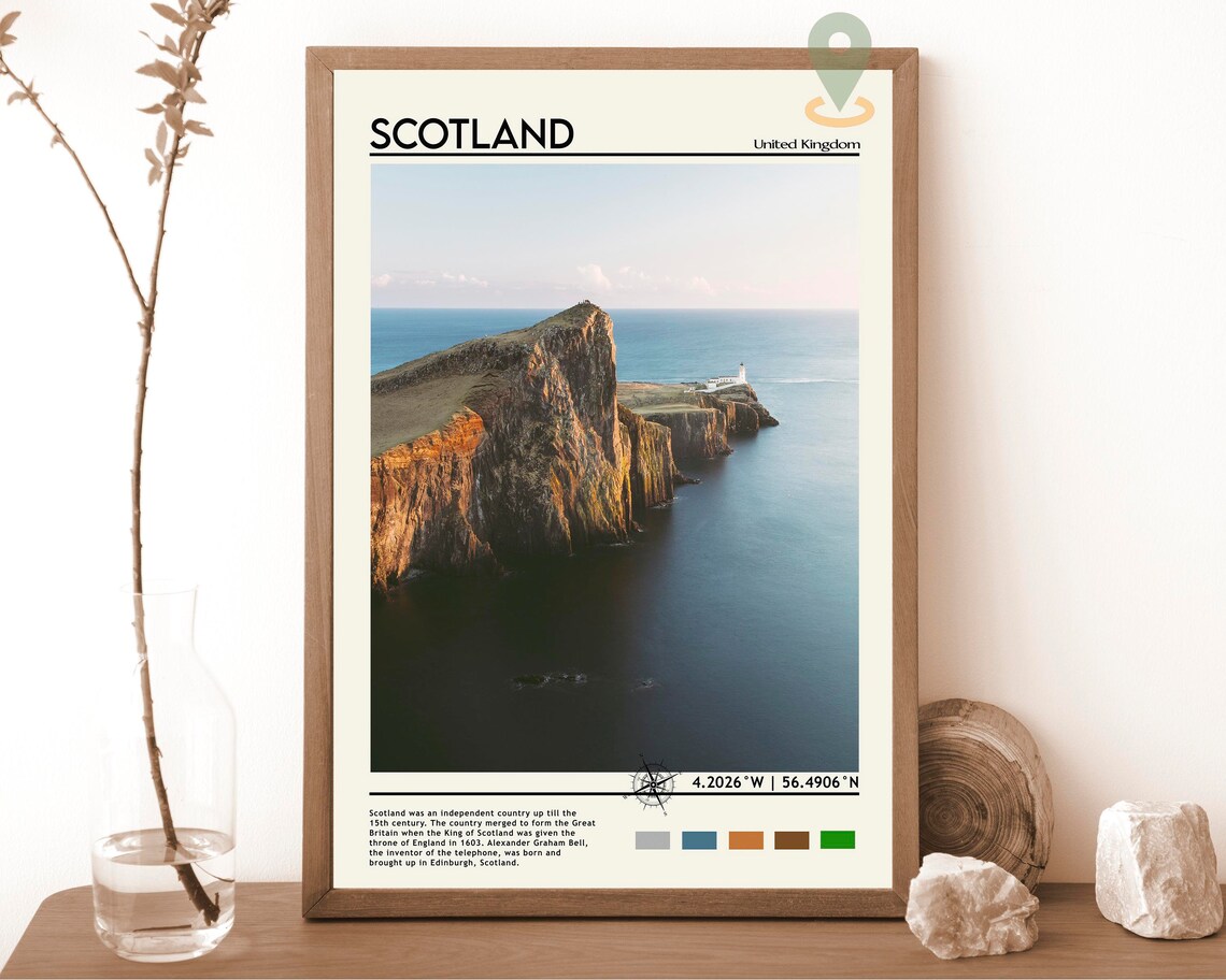 Scotland Isle of Skye Neist Point Lighthouse Travel Poster Cliffs