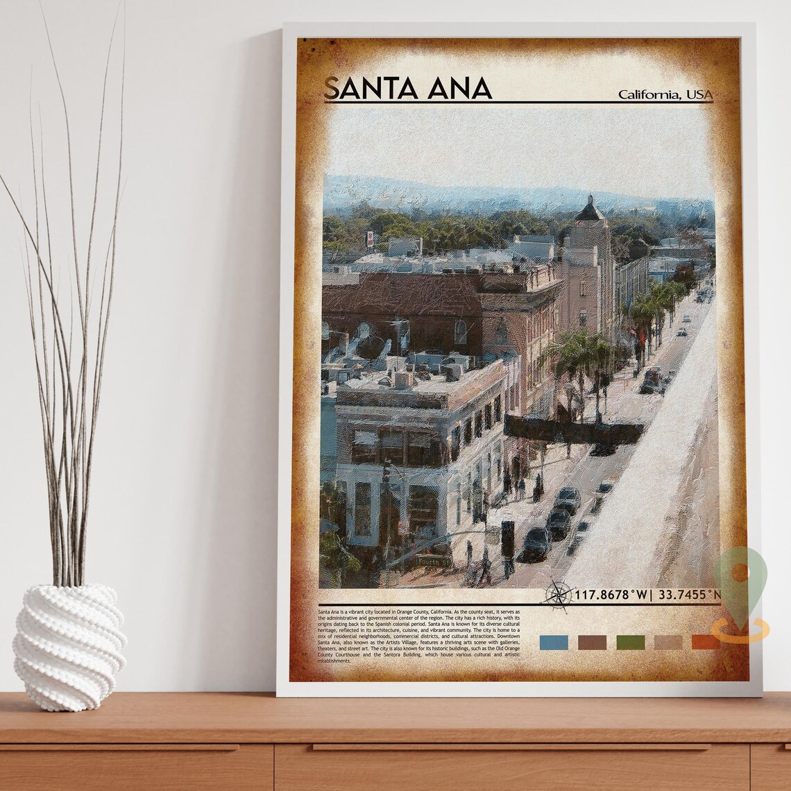 Santa Ana California Historic Downtown Fourth Street District Travel Poster - Image 4