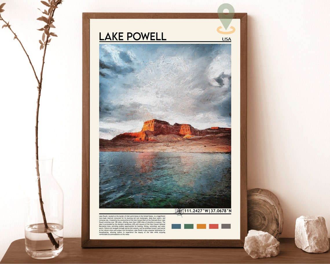Lake Powell Travel Poster Lake Powell Wall Art Lake Powell Poster Print Lake Powell Photo Lake Powell Decor Utah And Arizona Usa