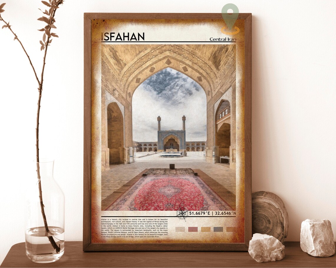 Isfahan Iran Mosque Courtyard Grand Archway Travel Art Poster - Image 6