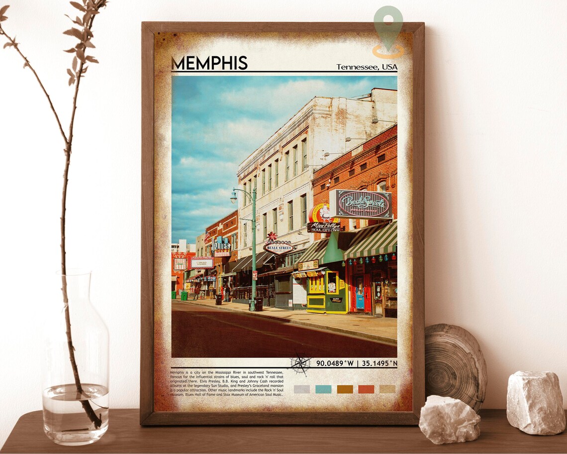 Memphis Tennessee USA Beale Street Blues Music Scene Travel Poster - Image 6