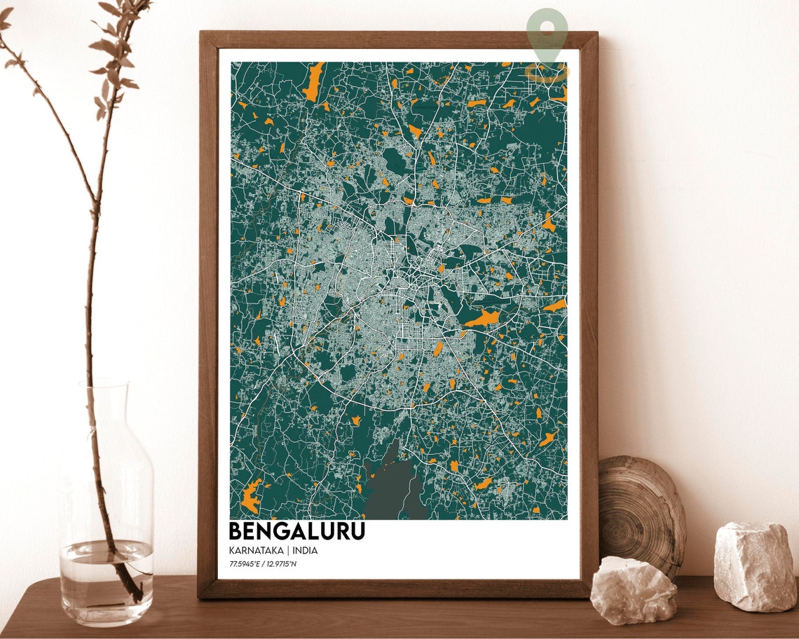 Bengaluru Karnataka India Deep Midnight Purple City Map Poster - Image 4
