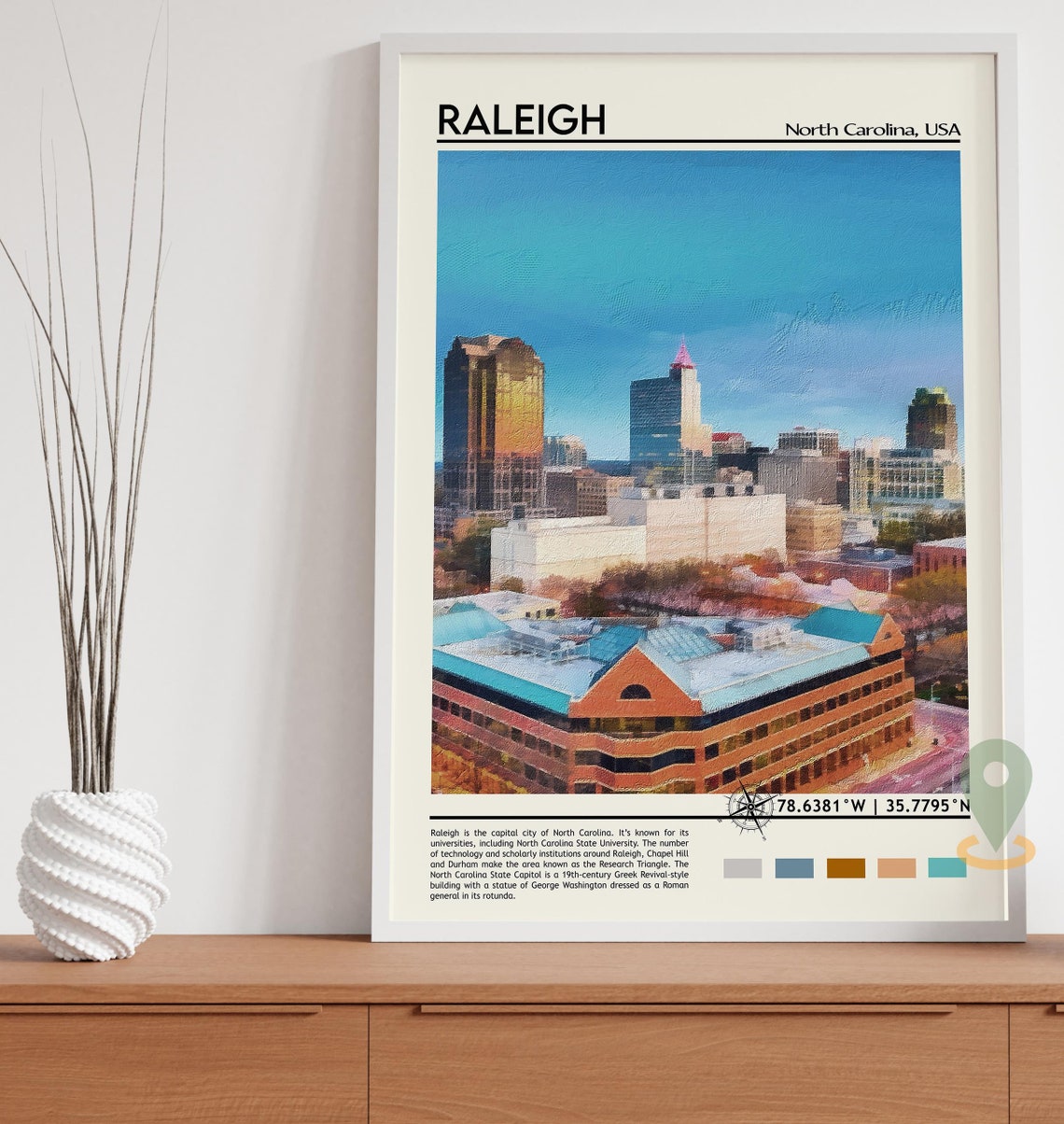 Raleigh North Carolina Downtown Skyline at Dusk USA Travel Poster - Image 5