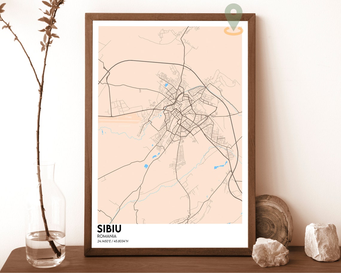 Sibiu Romania Transylvania Dark Green Minimalist Map Art Poster - Image 5