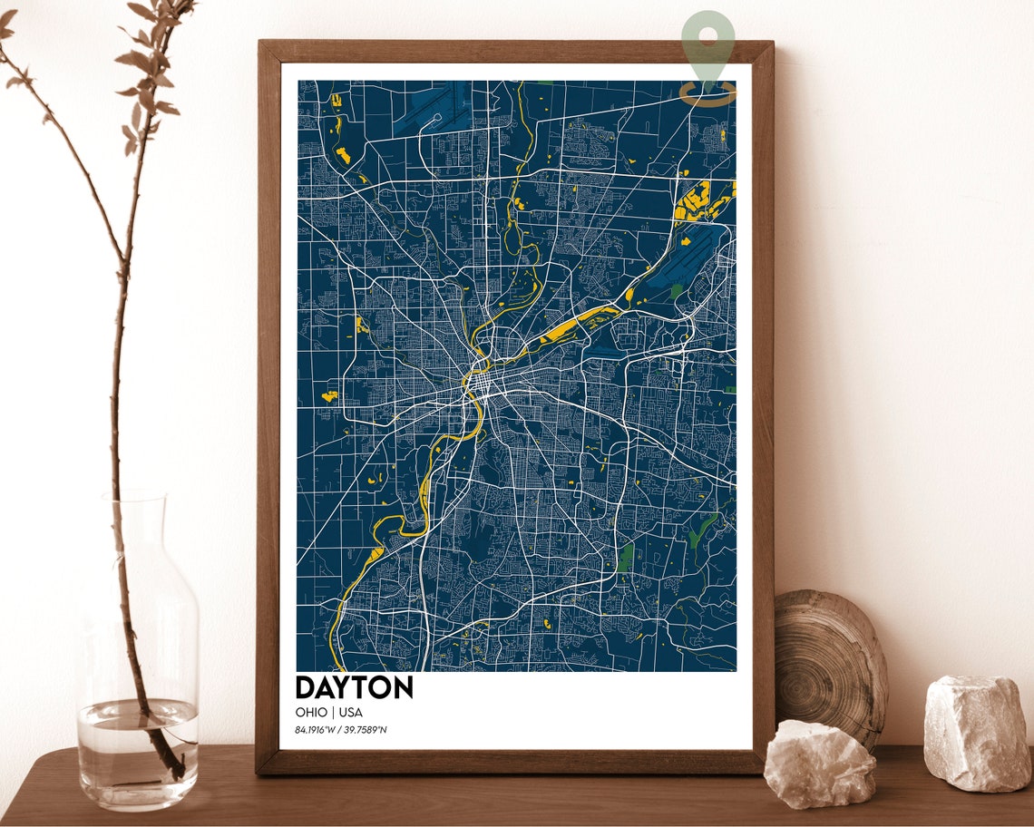 Dayton Ohio Blush Pink Modern City Map Street Grid Art Poster - Image 6