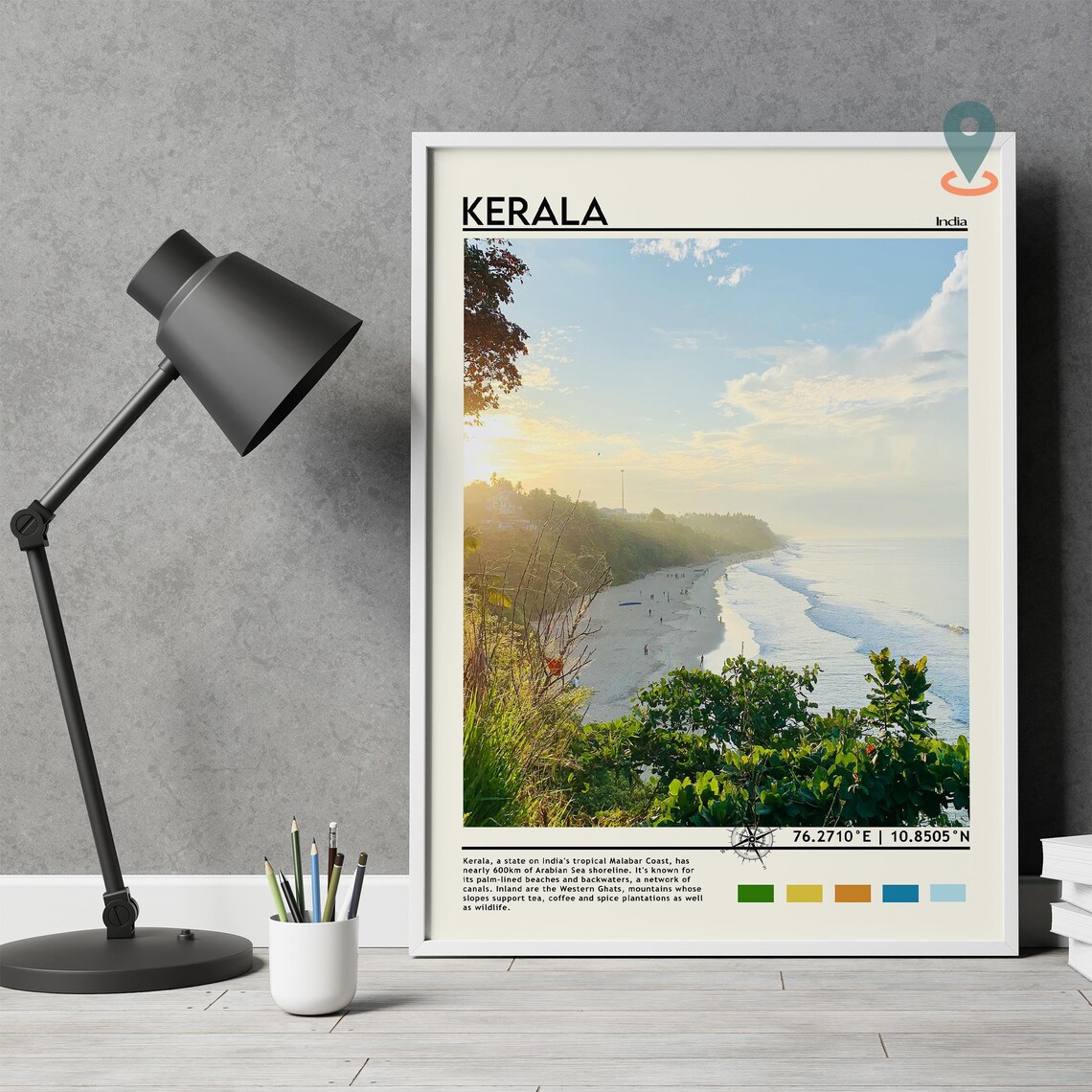 Kerala India Arabian Sea Beach Sunset Golden Coastline Travel Poster - Image 5