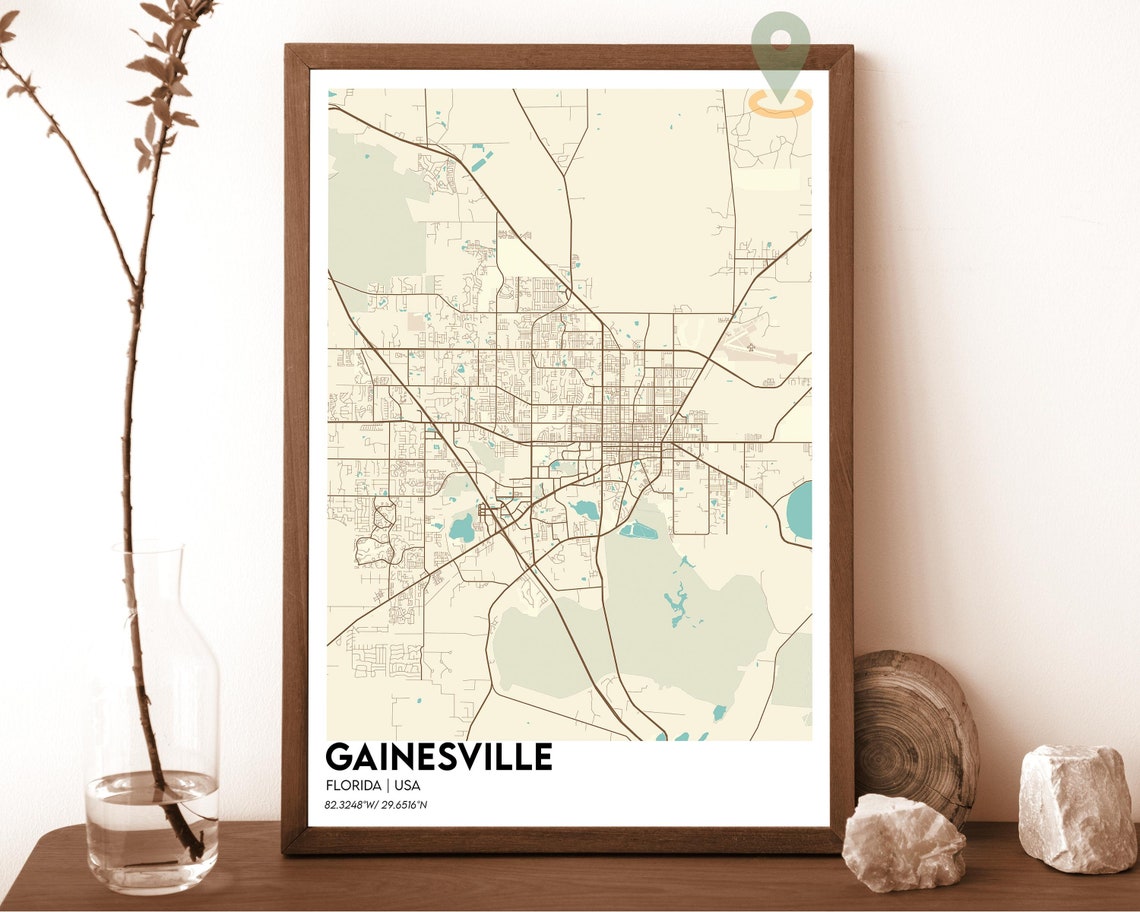 Gainesville Florida Navy Green Modern City Map Home Decor Poster - Image 4