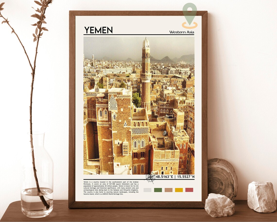 Old Sanaa Yemen Ancient Tower Houses Cityscape Travel Poster