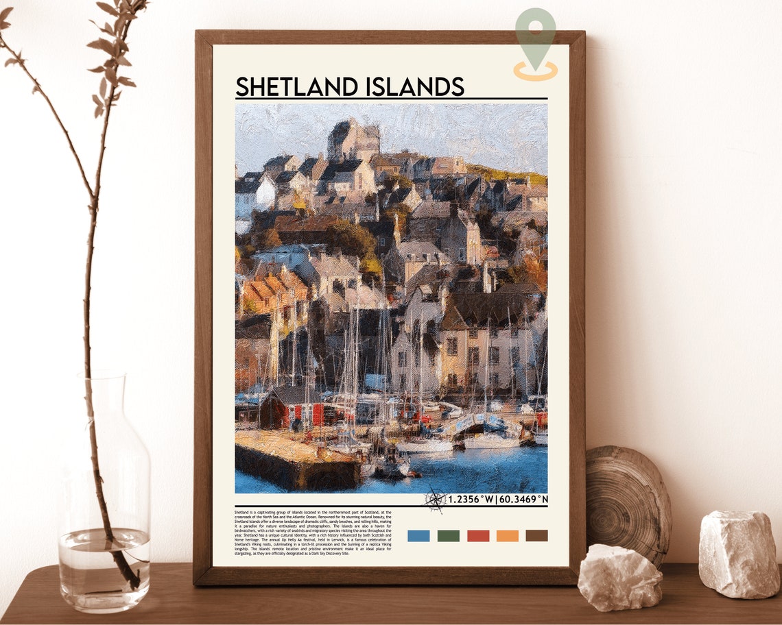 Shetland Islands Scotland Lerwick Harbor Sailboat Art Poster