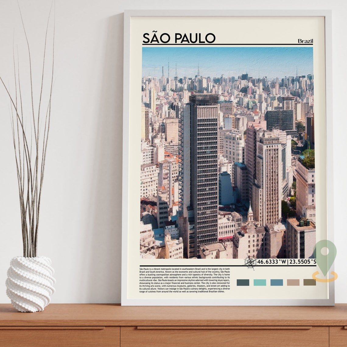 Sao Paulo Brazil Megacity Skyline Aerial Urban Panorama Poster - Image 2
