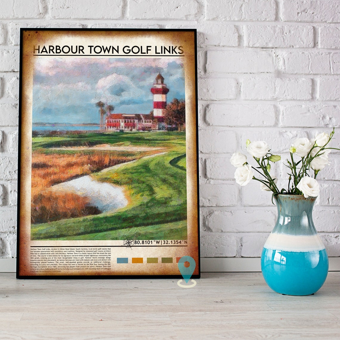 Harbour Town Golf Links Lighthouse Fairway Coastal Golf Art Poster - Image 4