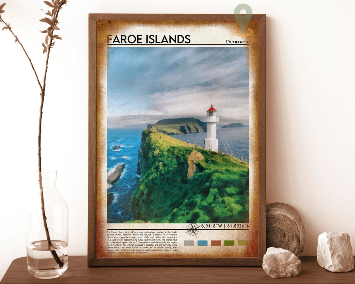 Faroe Islands Denmark Lighthouse Cliff Ocean Landscape Poster - Image 6