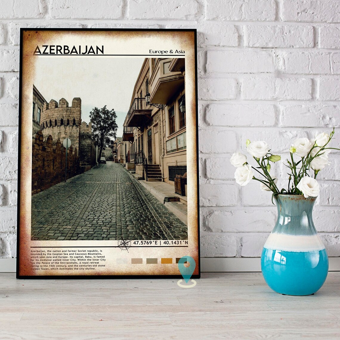 Azerbaijan Baku Old City Walled Street Maiden Tower Photo Poster - Image 4