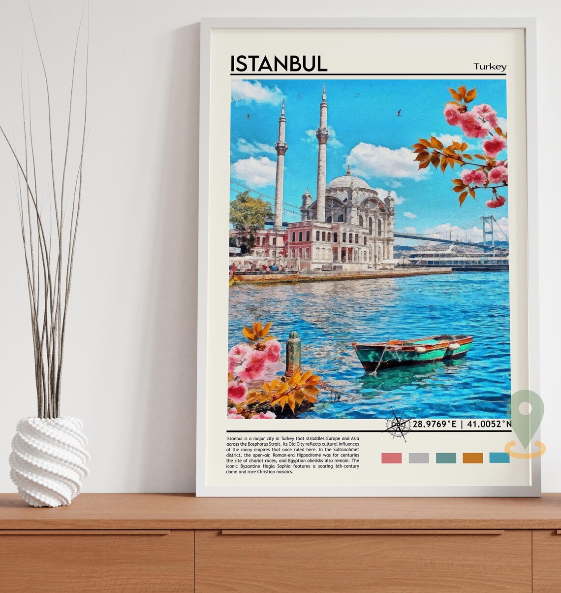 Istanbul Ortakoy Mosque Bosphorus Waterfront Turkey Travel Poster - Image 5