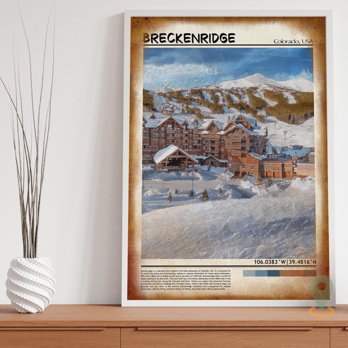 Breckenridge Colorado Ski Village Mountain Lodge Winter Poster - Image 3