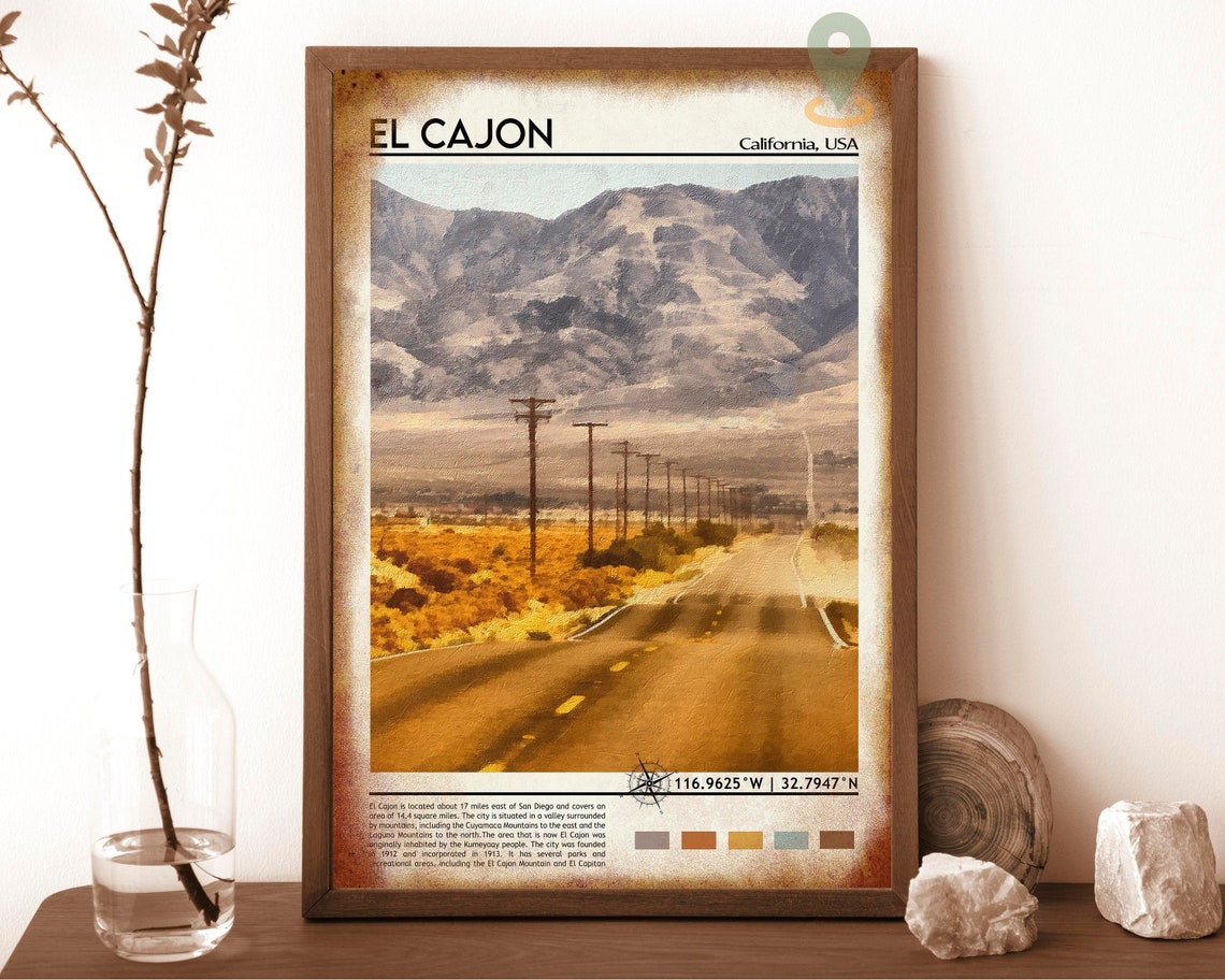 El Cajon California Desert Road Mountain View Scenic Travel Poster - Image 6