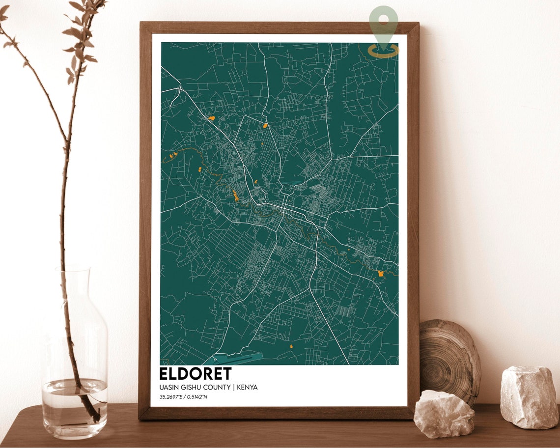 Eldoret Kenya Dark Charcoal Minimal City Map Modern Art Poster - Image 5
