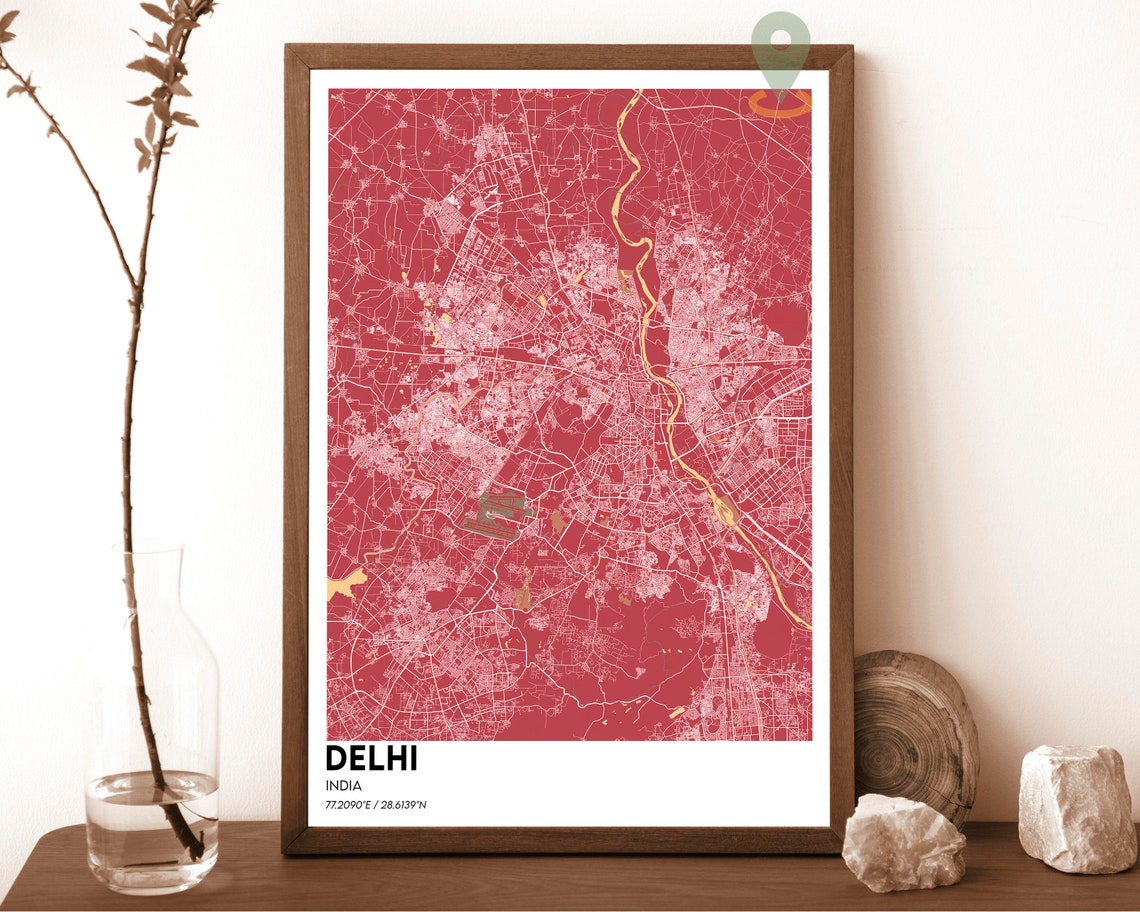 Delhi Map Delhi Map Print Delhi Personalized Map Delhi Wall Art Delhi Travel Poster Delhi Poster Delhi Photo Delhi Poster Print - Image 3