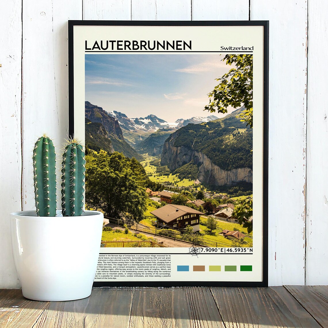 Lauterbrunnen Switzerland Alpine Valley Village Photo Travel Poster - Image 3