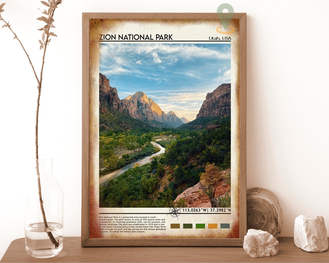 Zion National Park Print Zion National Park Art Zion National Park Poster Zion National Park Photo Zion National Park Painting Utah Art - Image 6