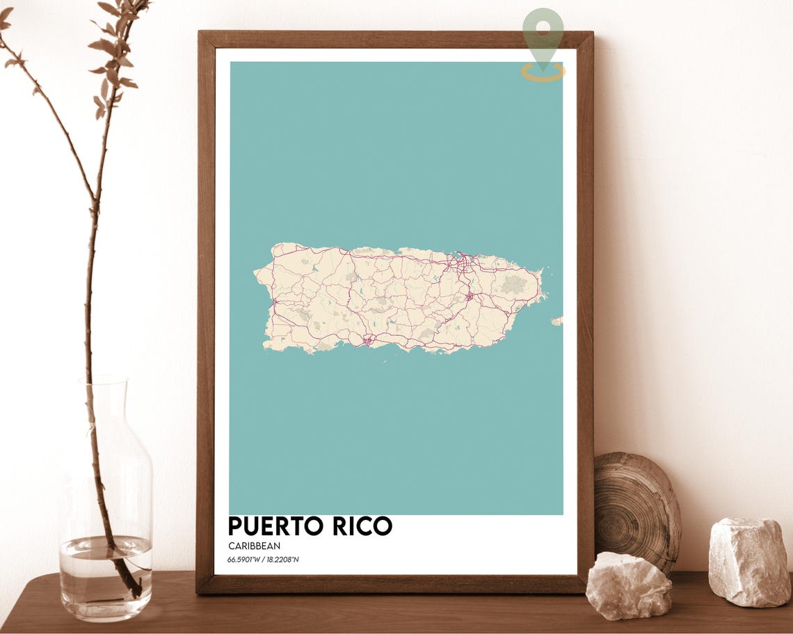 Puerto Rico Map Puerto Rico Map Print Puerto Rico Wall Art Puerto Rico Travel Puerto Rico Poster Puerto Rico Photo Puerto Rico Island