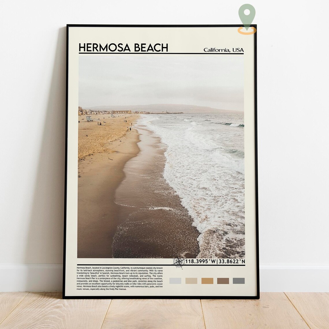 Hermosa Beach California Shoreline Waves USA Beach Photo Poster - Image 2