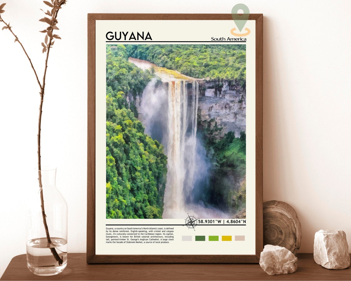 Guyana South America Rainforest Waterfall Jungle Falls Poster
