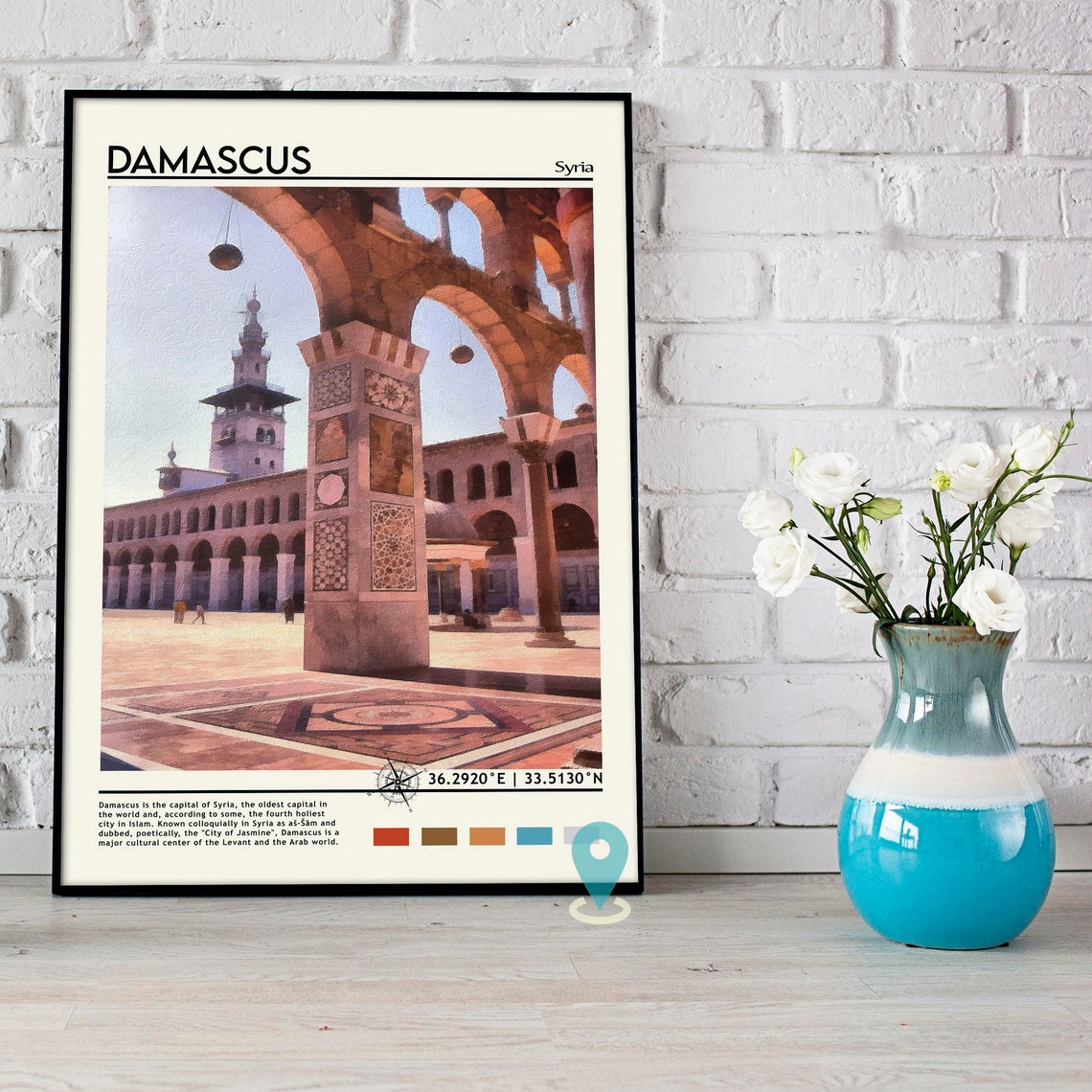 Damascus Syria Ancient Mosque Courtyard Photo Travel Wall Art - Image 5
