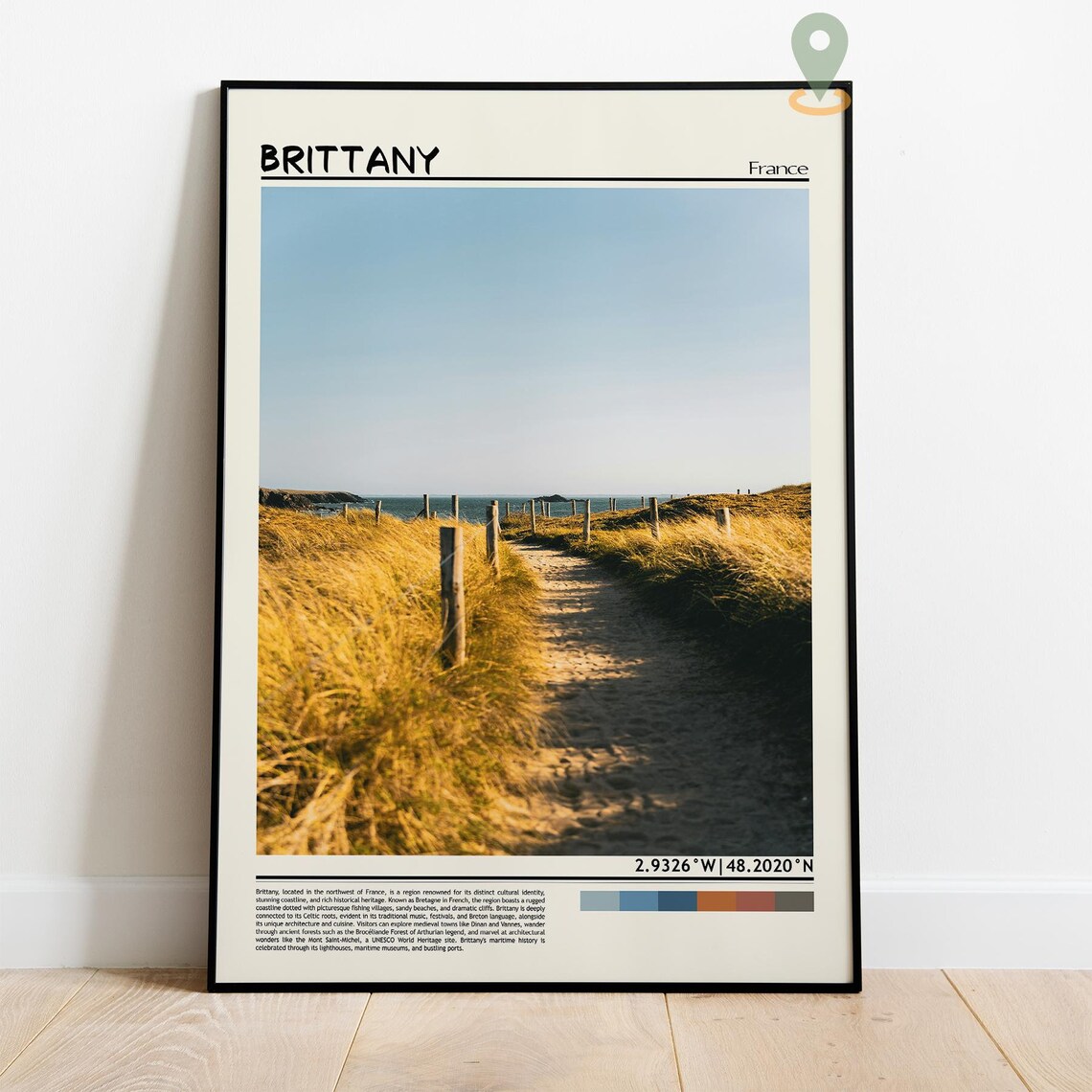 Brittany France Golden Dune Path to the Sea Coastal Photo Poster - Image 4