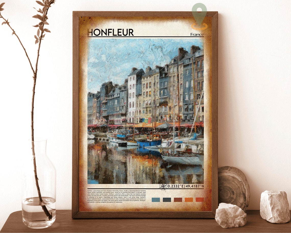 Honfleur France Charming Old Harbor Sailboats Waterfront Art Poster - Image 6