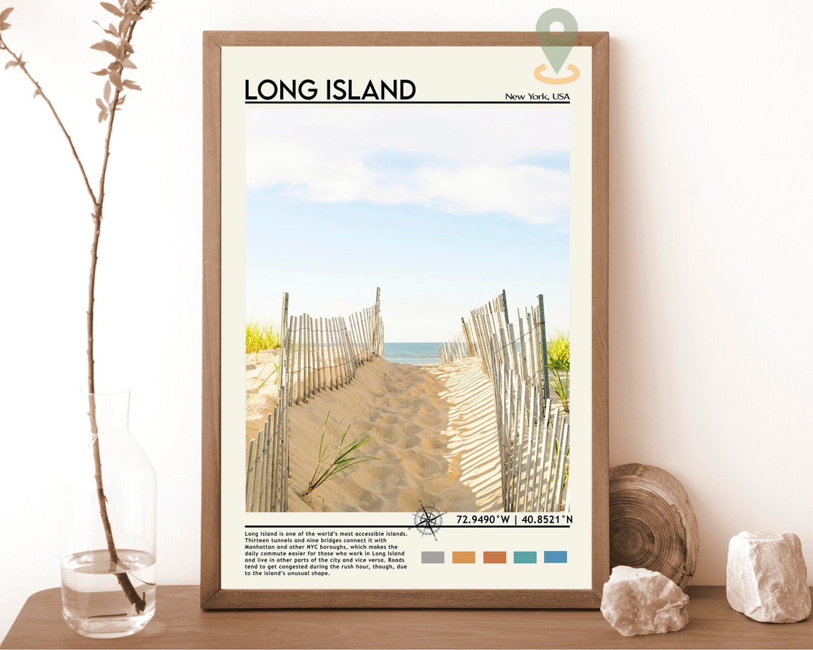 Long Island New York Beach Dune Path Coastal Photography Poster