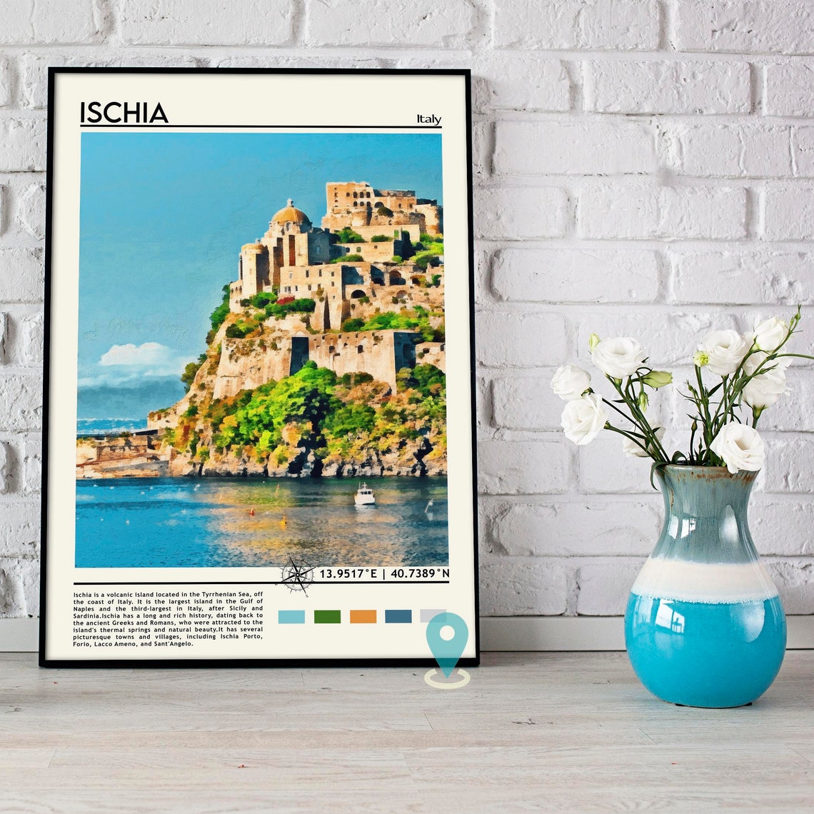Ischia Italy Cliffside Castle Historic Island View Travel Poster - Image 3