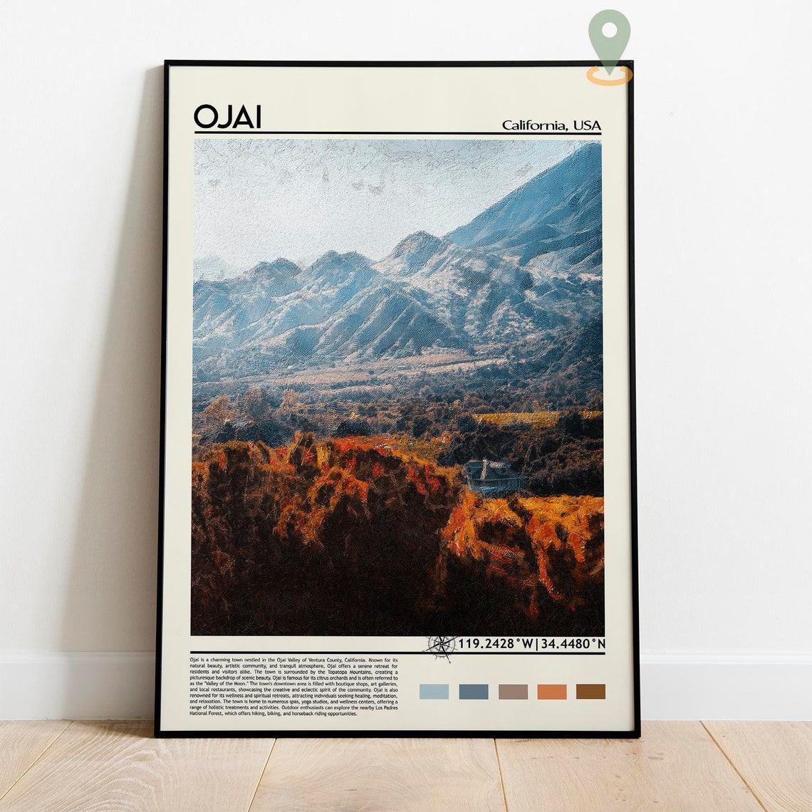 Ojai Print Ojai Poster Ojai Wall Art Ojai Travel Print Ojai Art Print Ojai Artwork California Print Ventura County Ojai Valley Print - Image 2