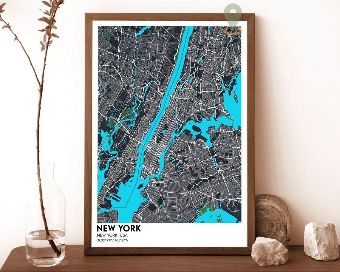New York City Street Map Midnight Blue Modern Minimalist Poster - Image 6
