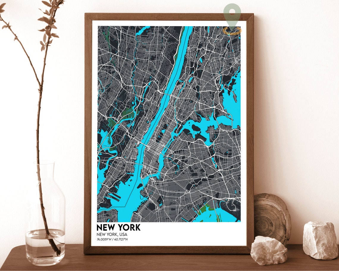 New York Map New York Map Print New York City Map New York Wall Art New York Travel Poster New York Poster New York City Poster - Image 6