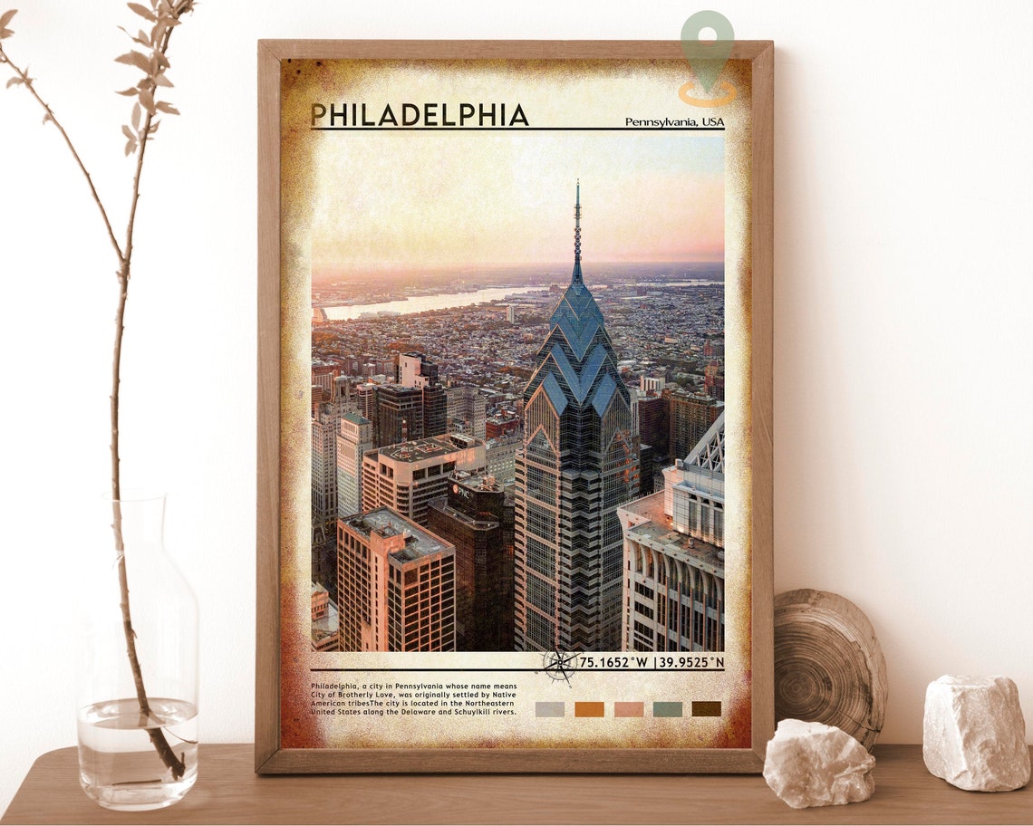 Philadelphia Pennsylvania Sunset Skyline Downtown Highrise Poster - Image 6