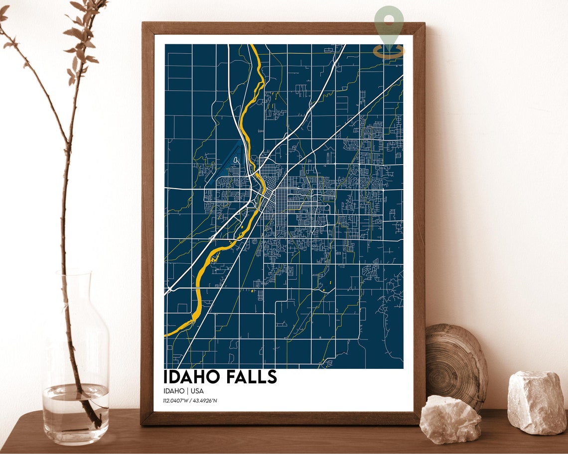 Idaho Falls Idaho Modern City Map Cream Rose Minimalist Poster - Image 6