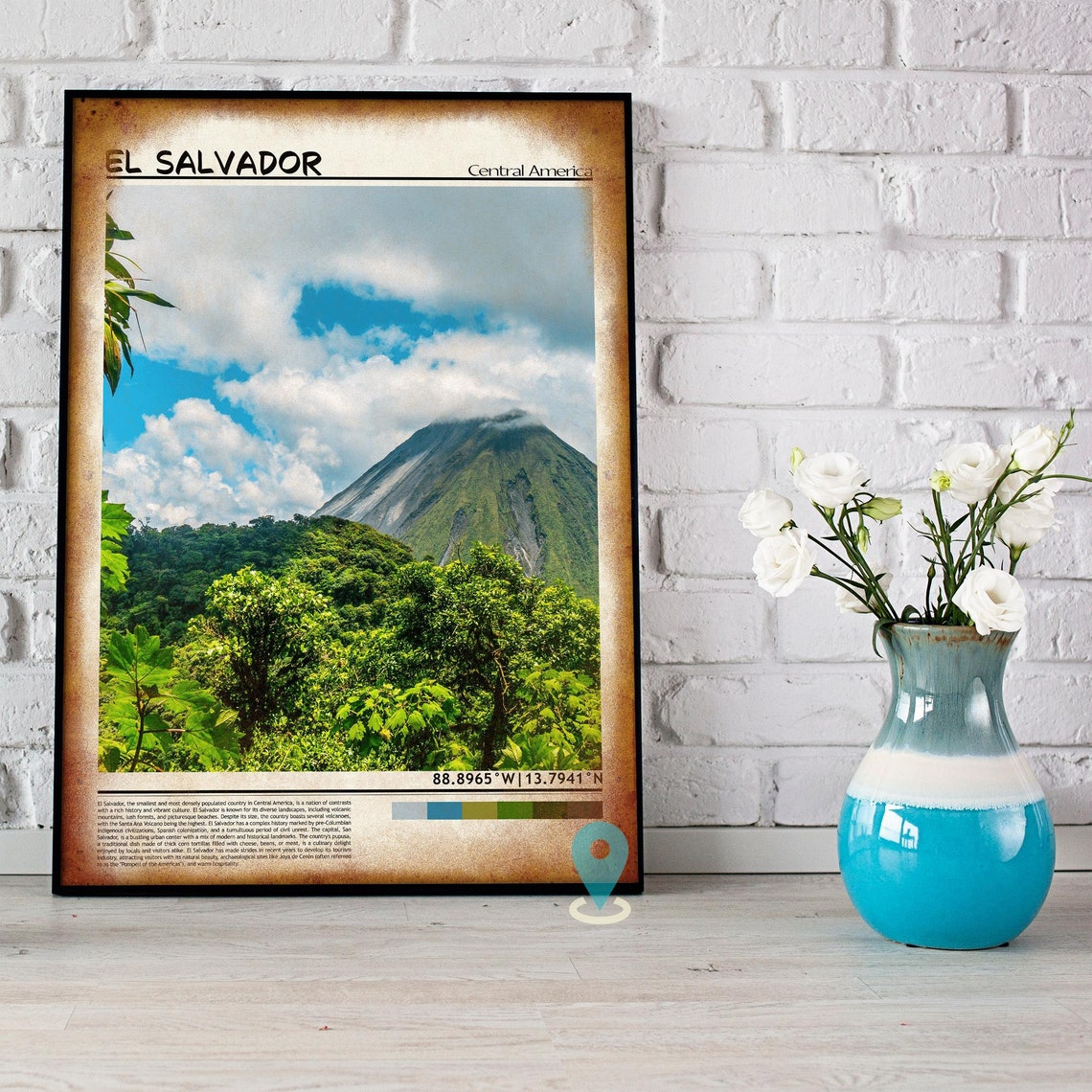 El Salvador Green Volcano Lush Jungle Clouds Photo Travel Poster - Image 5