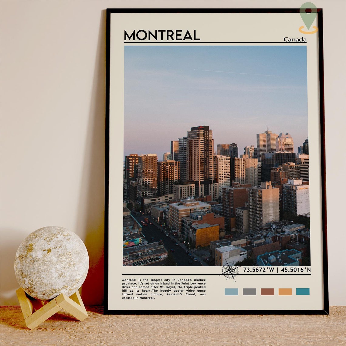 Montreal Canada Downtown Skyline Sunset Cityscape Travel Poster - Image 3