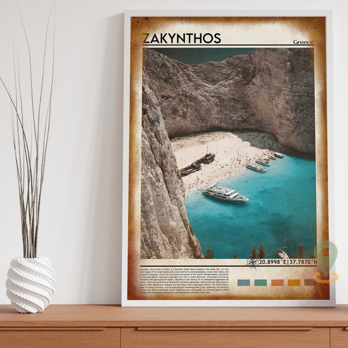 Zakynthos Greece Navagio Shipwreck Beach Cove Aerial View Poster - Image 5