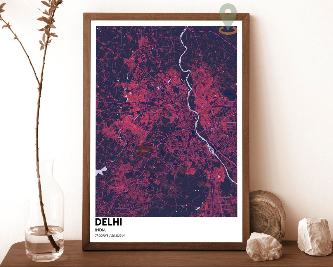 Delhi Map Delhi Map Print Delhi Personalized Map Delhi Wall Art Delhi Travel Poster Delhi Poster Delhi Photo Delhi Poster Print - Image 2