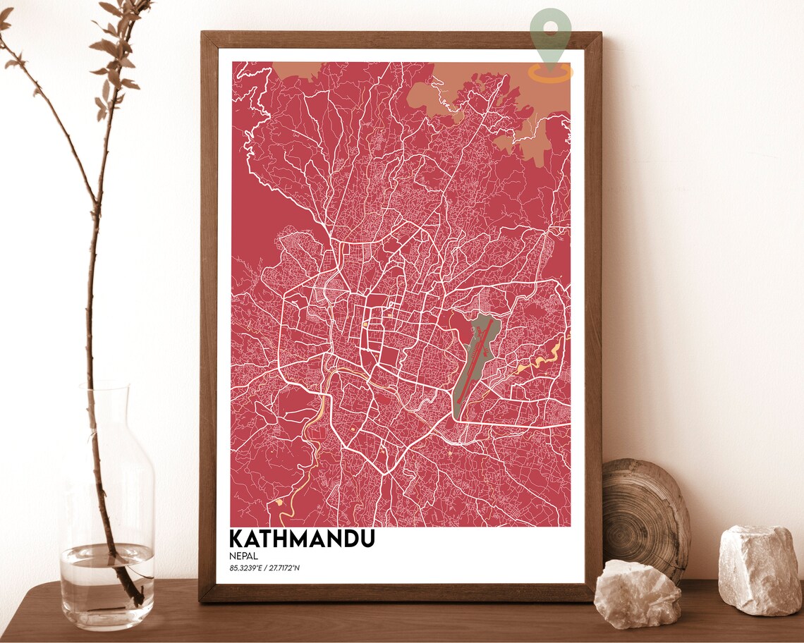 Kathmandu Nepal City Street Map Minimalist Urban Geography Art Poster - Image 4