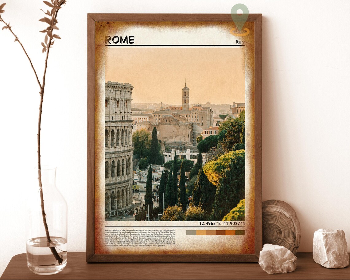 Rome Italy Colosseum Ancient Ruins Sunset Cityscape Photo Poster - Image 6