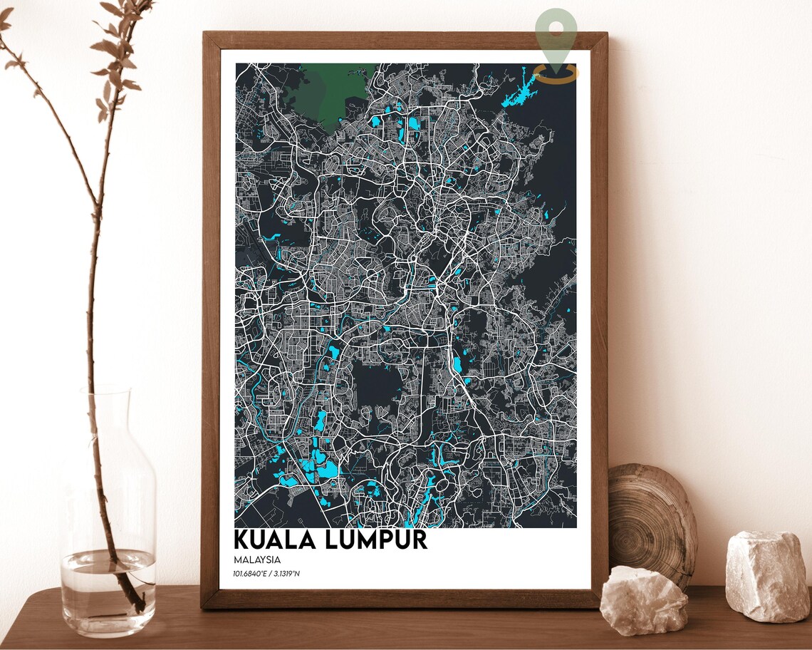 Kuala Lumpur Malaysia City Map Beige Vintage Street Style Poster - Image 3