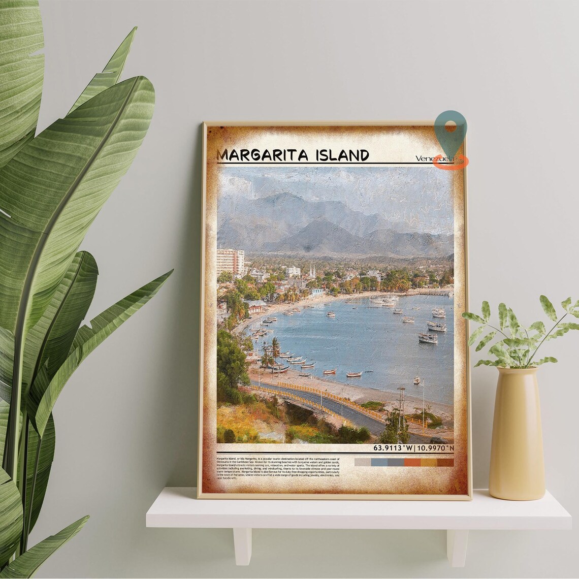 Margarita Island Venezuela Caribbean Harbor Town Bay Travel Poster - Image 5